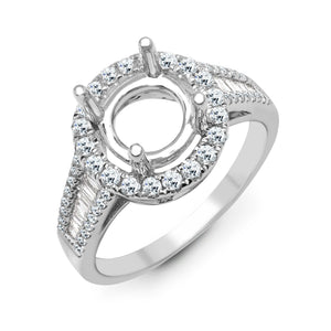 18ct White 0.59ct Diamond Semi Set Halo Ring - Holds 1.00ct