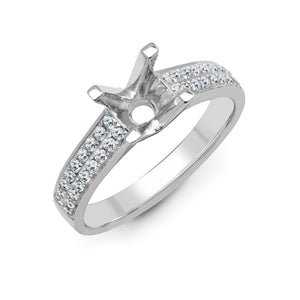 18ct White 0.43ct Diamond Semi Set Ring - Holds 0.75ct