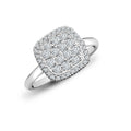 Ring aus 18-karätigem Weiß mit 0,55 ct Diamantcluster im Kissenschliff