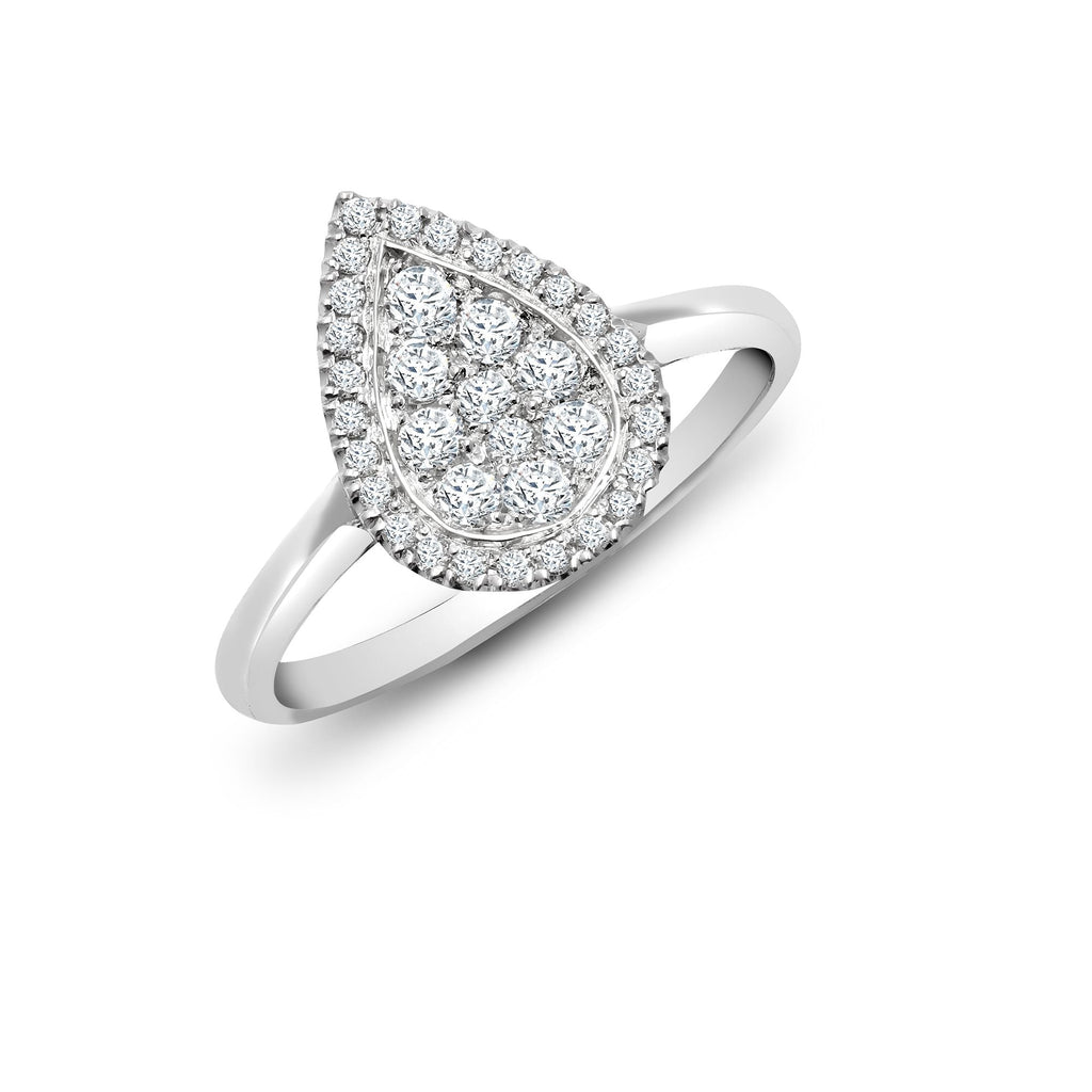  Anello a forma di pera con diamanti bianchi da 0,40 ct, 18 ct