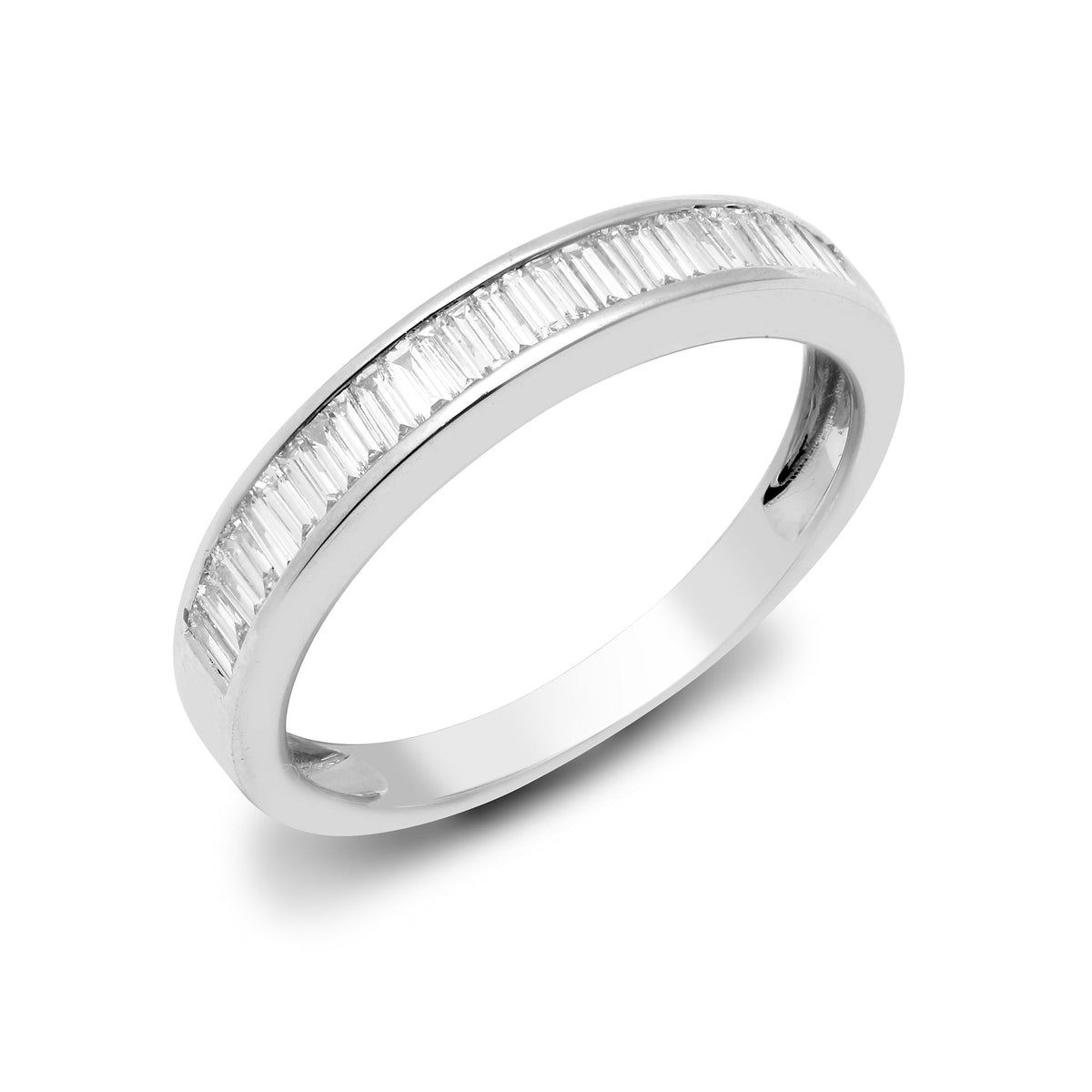 18ct White 0.75ct Diamond Baguette 1\2 Eternity Ring