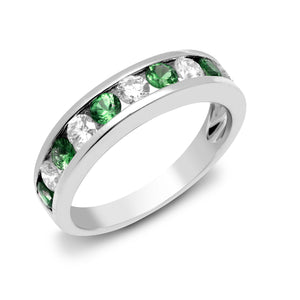 18ct White Diamond 0.55ct Emerald 0.65ct 1\2 Eternity Ring