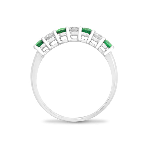  Anello dell'eternità 1\2 con diamante bianco 18 carati, smeraldo 0,33 carati e 0,40 carati