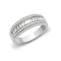18-karätiger weißer Diamantring mit 0,94 ct runden und Baguette-Diamanten