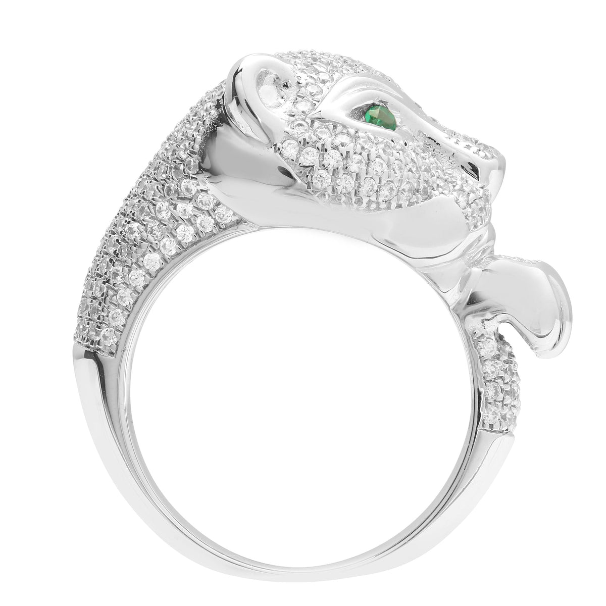 18ct White Diamond 1.21ct Emerald 0.06ct Panther Ring
