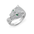 Pantherring mit 18 Karat weißem Diamanten, 1,21 Karat Smaragd und 0,06 Karat