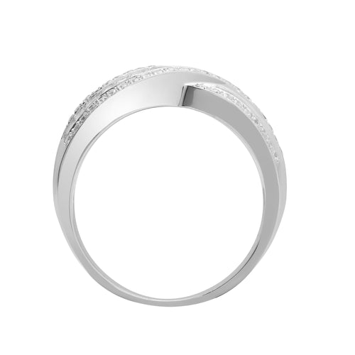 18-karätiger weißer Diamantring mit 1,09 ct rundem und Baguette-Diamanten