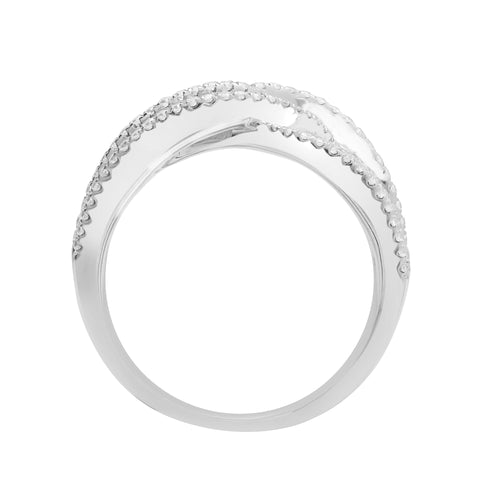 Bague en or blanc 18 carats sertie de diamants ronds et baguettes de 1,83 carat chacun.