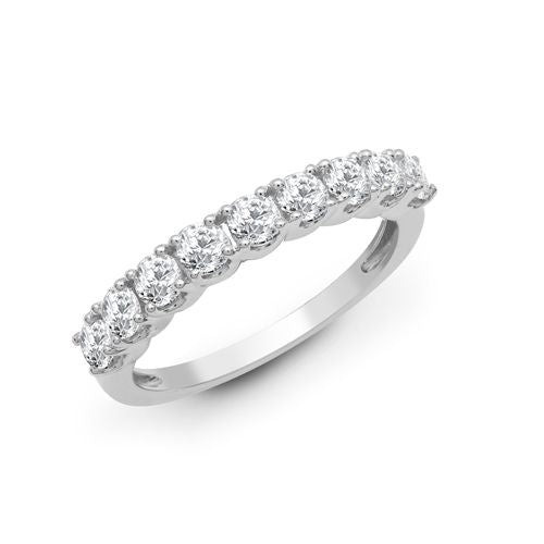 18ct White 1ct 9 stone Diamond Claw Set 1/2 Eternity Ring