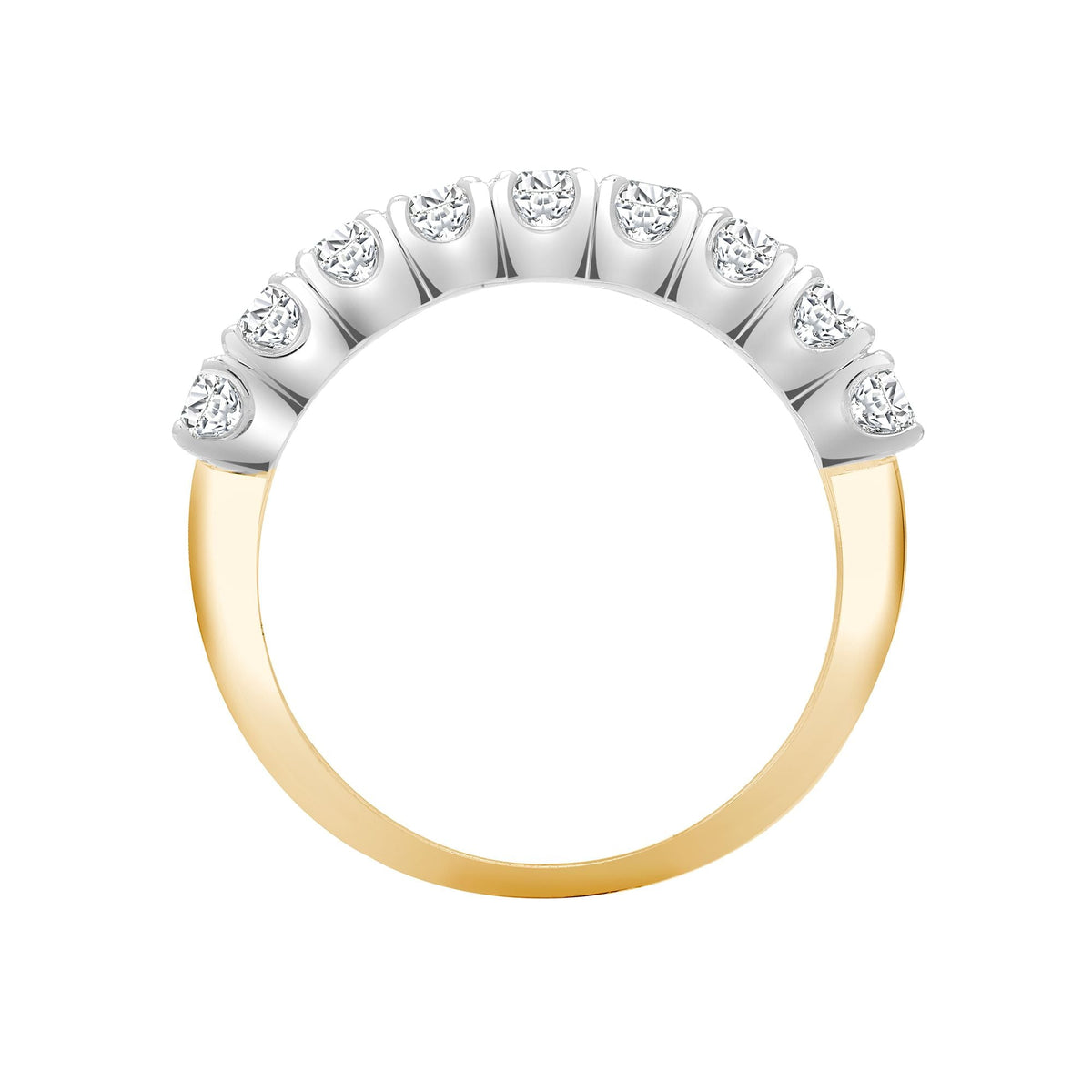 18ct Yellow/White 0.50ct 9 stone Claw Set 1/2 ET Ring