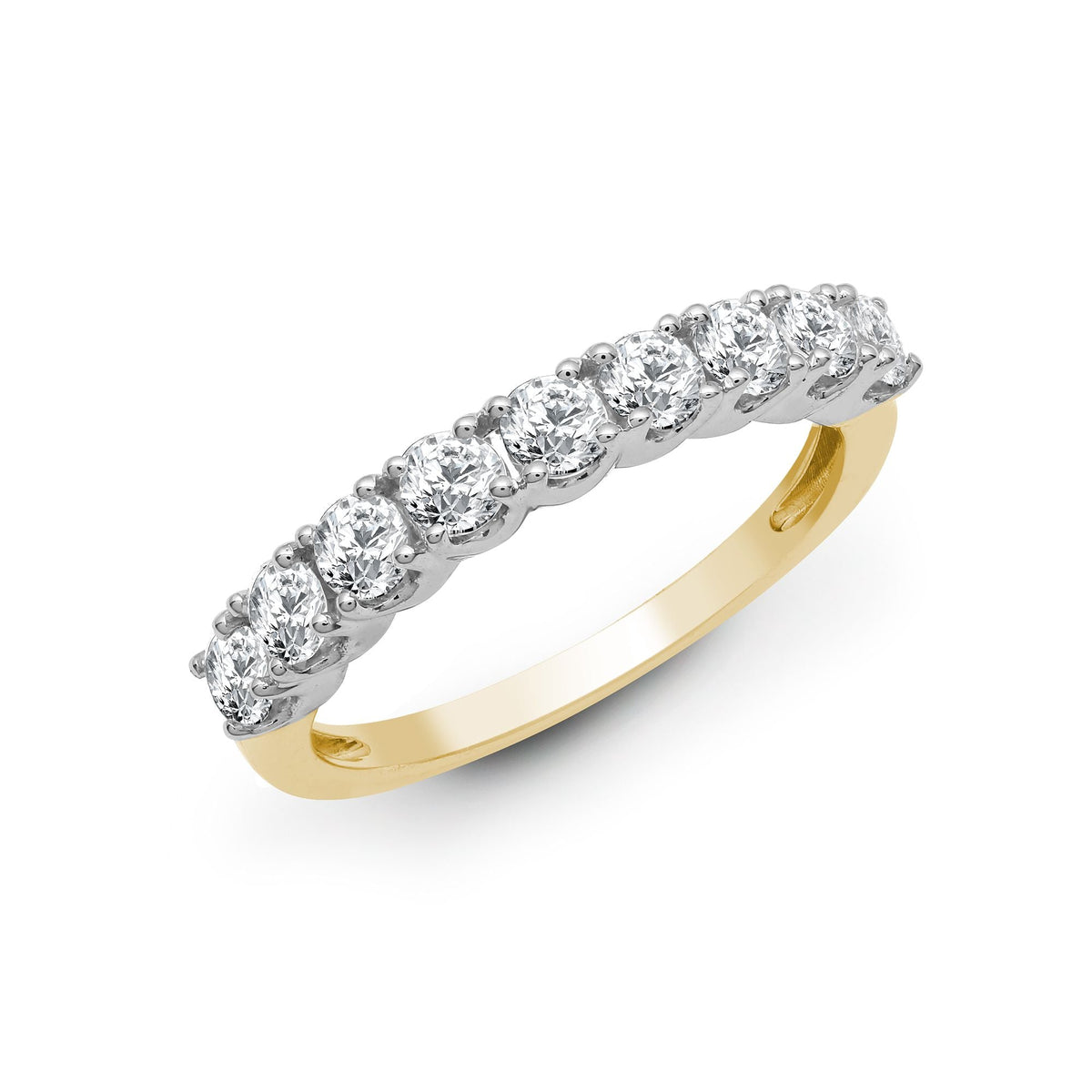 18ct Yellow/White 0.75ct 9 stone Claw Set 1/2 ET Ring