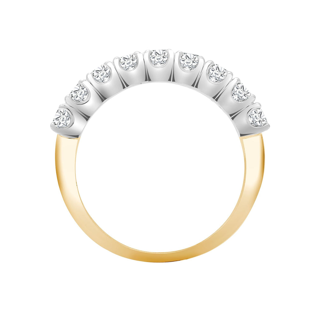 18ct Yellow/White 1.00ct 9 stone Claw Set 1/2 ET Ring