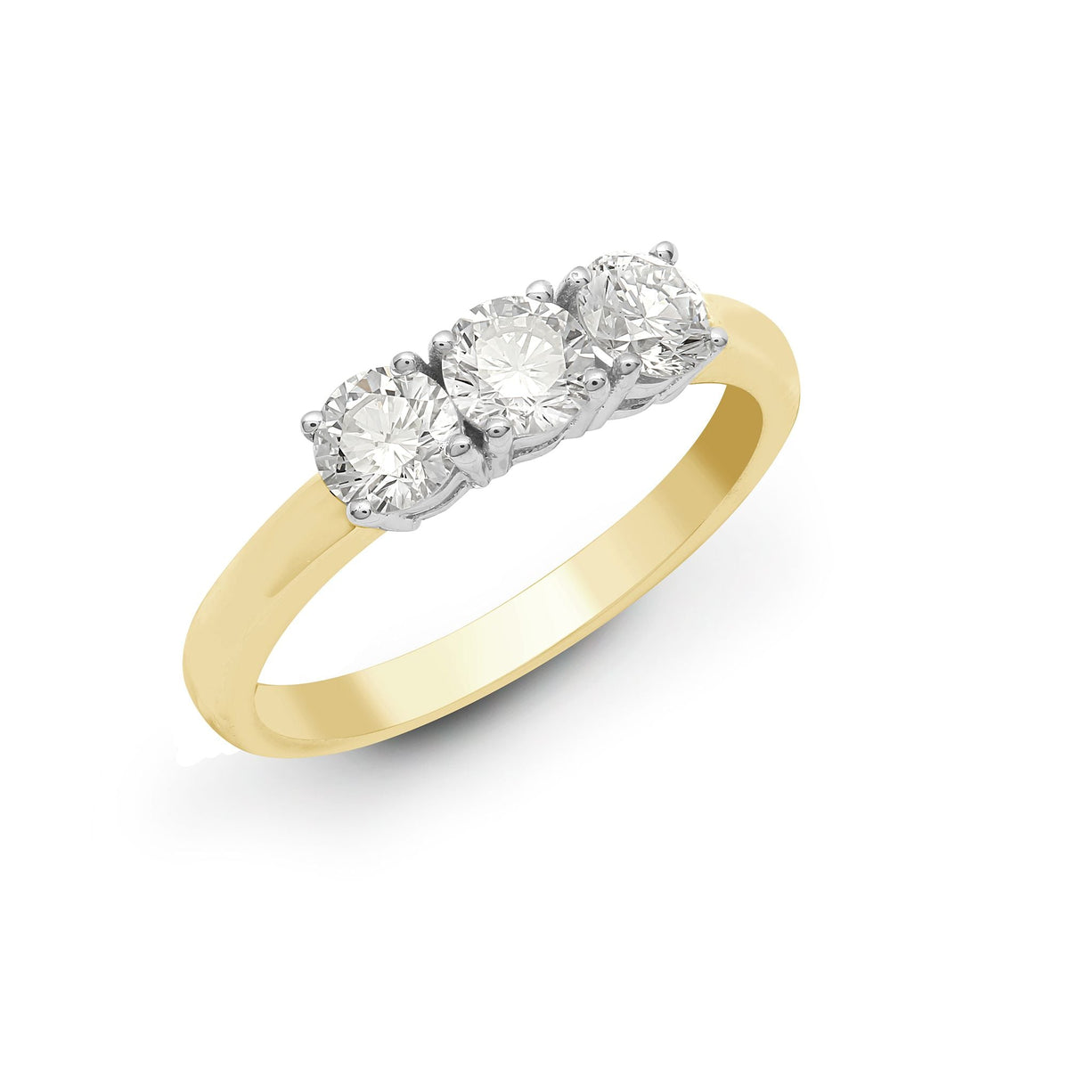 18ct Yellow/White 0.50ct Diamond Claw Set Trilogy Ring