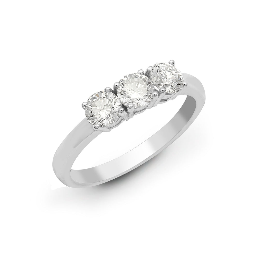 Trilogie-Ring aus 18-karätigem Weißgold mit 0,33 ct Diamanten in Krappenfassung