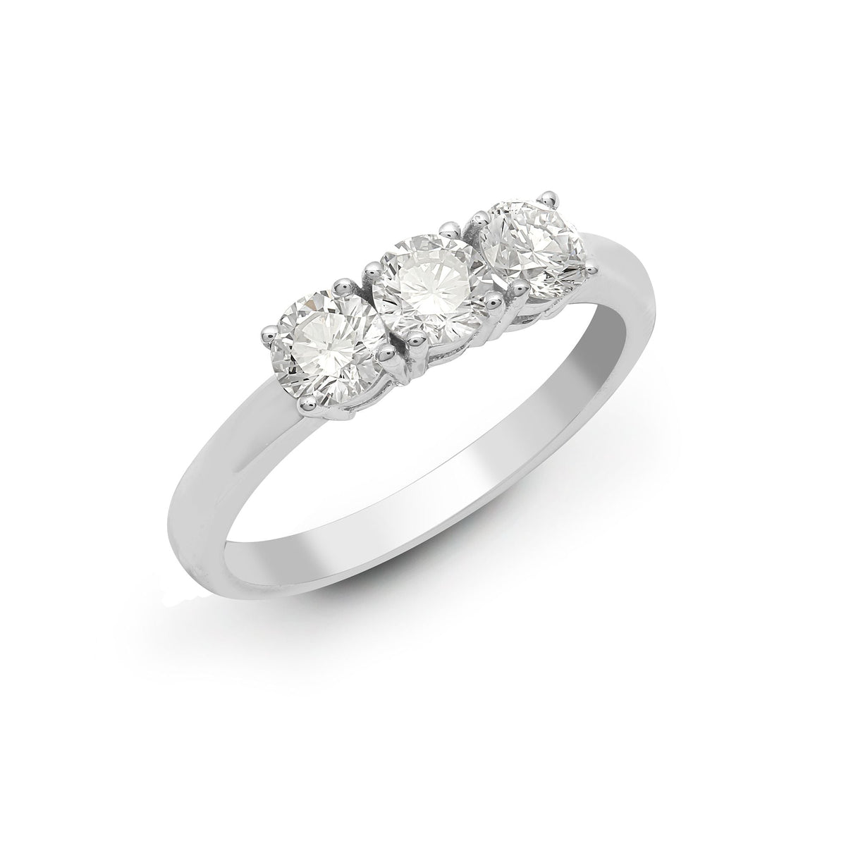 18ct White 1ct Diamond Claw Set Trilogy Ring