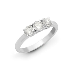 18ct White 1.25ct Diamond Claw Set Trilogy Ring