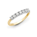 18 Karat Gelb/Weiß, 1,00 Karat Diamant, 7-Stein-Ring, 1/2 ET