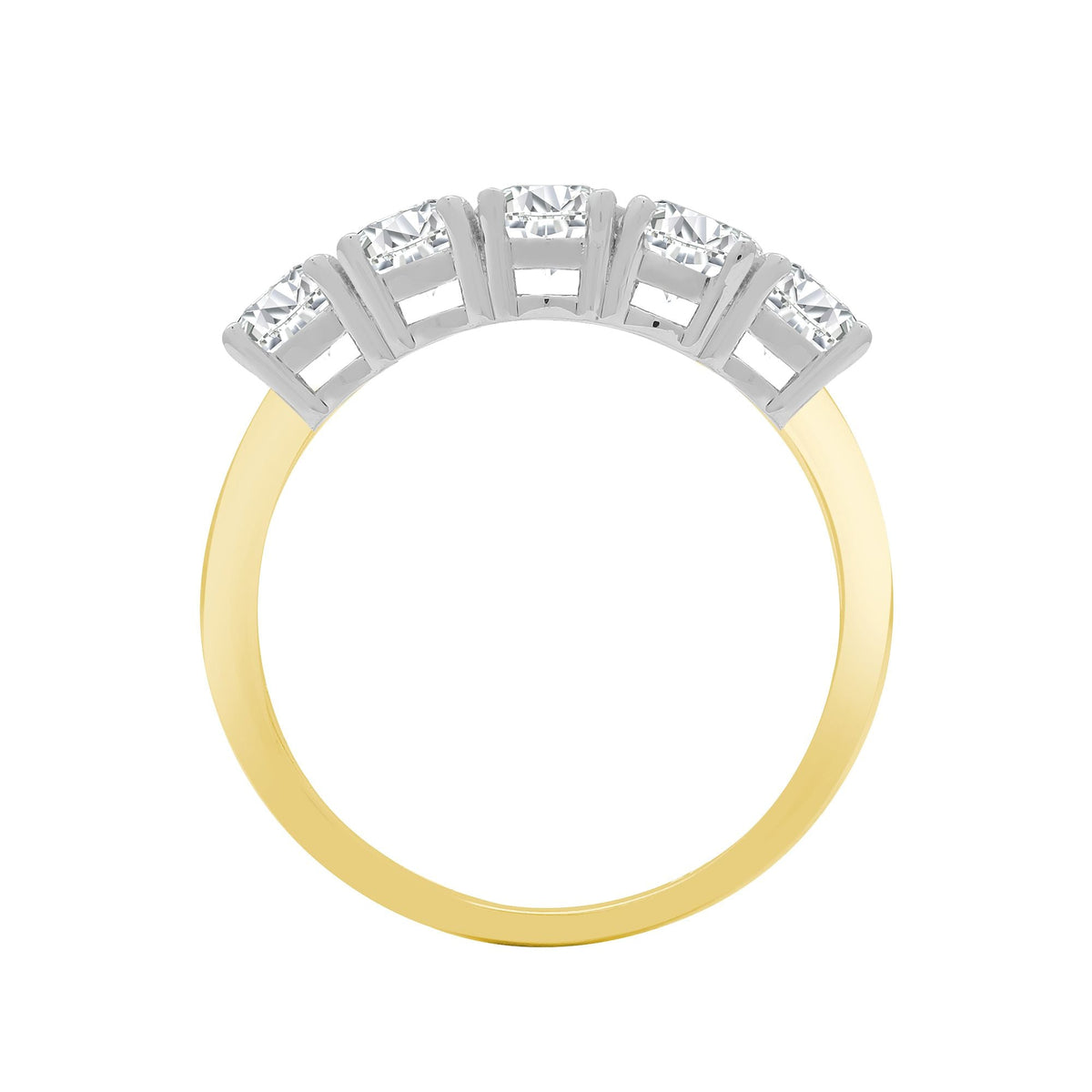 18ct Yellow/White 1.00ct Diamond 5 stone Ring