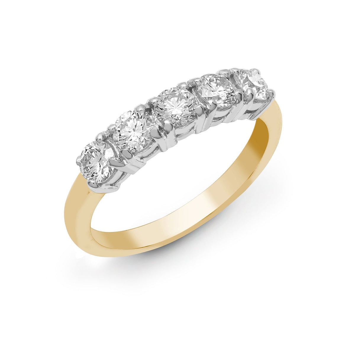 18ct Yellow/White 1.00ct Diamond 5 stone Ring