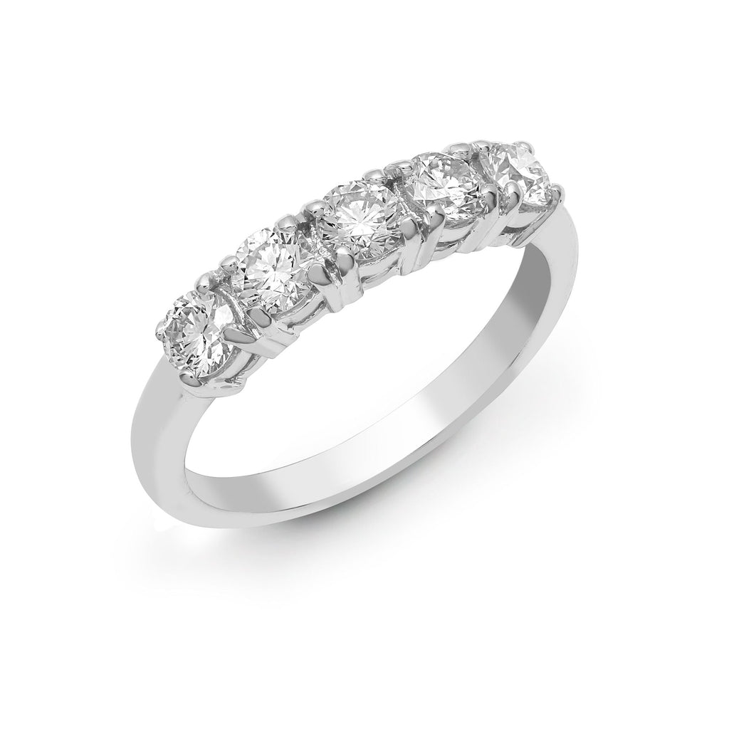 18ct White 1.25ct Diamond 5 stone Ring