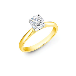 18ct Yellow Gold 50pts Round Brilliant Cut Solitaire Wed Fit Diamond Ring