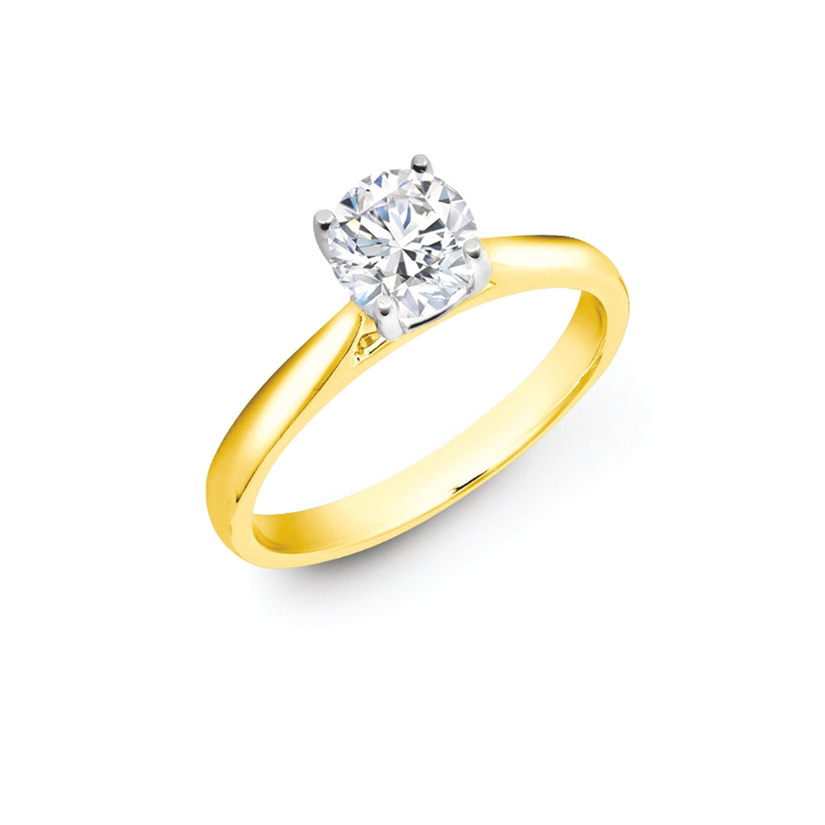  Anello in oro giallo 18 carati con diamante solitario taglio brillante rotondo da 70 punti
