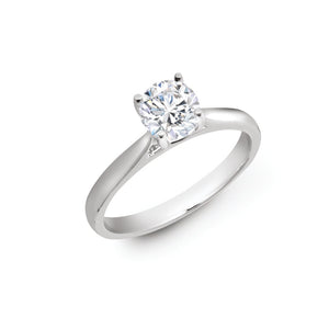 18ct White Gold 1ct Round Brilliant Cut Solitaire Wed Fit Diamond Ring