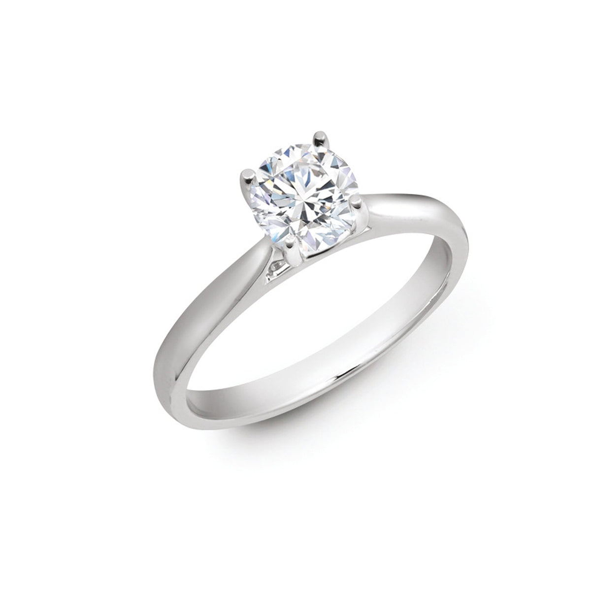  Anello in oro bianco 18 carati con diamante solitario taglio brillante rotondo da 0,25 carati