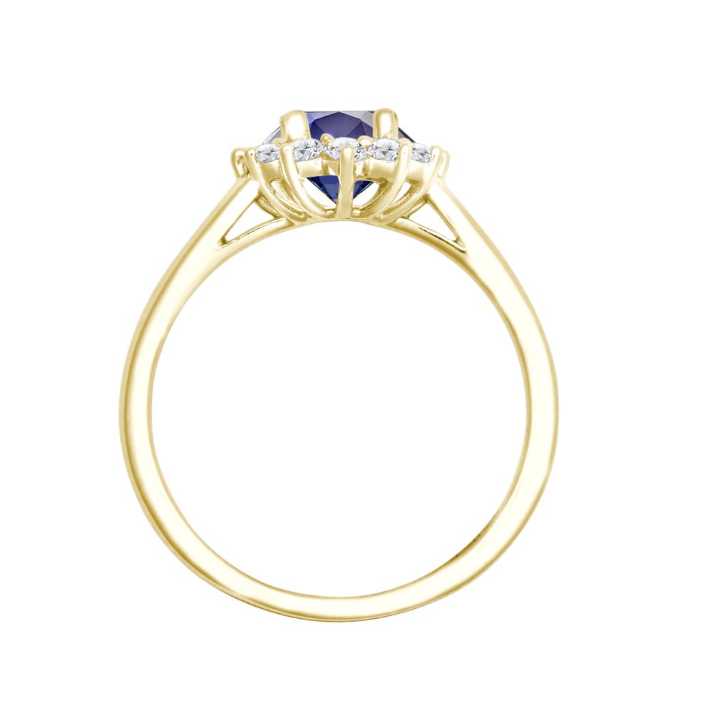 18ct Yellow Gold 0.35ct Diamond Claw-set Cluster Halo Oval Ring  - Holds 7x5mm Sapphire 0.75cts