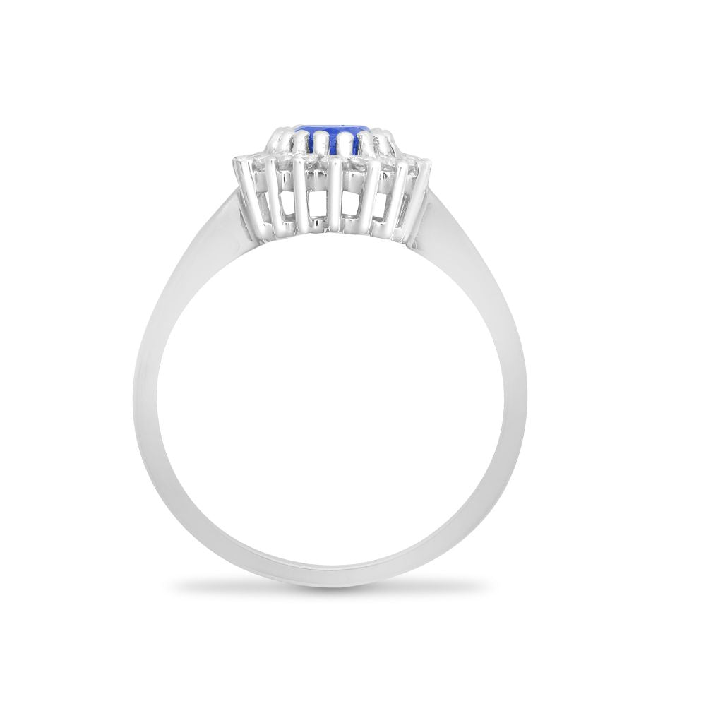  Anello in oro bianco 18 carati con diamanti e zaffiri