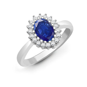18ct White Gold Diamond And Sapphire Ring