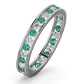 18-karätiger Weißgold-Ewigkeitsring mit Kanalfassung, Diamant 0,50 ct, Smaragd 0,70 ct, Farbe G, VS