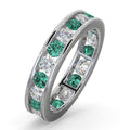 18-karätiger Weißgold-Ewigkeitsring mit Kanalfassung, Diamant 1,00 ct, Smaragd 1,10 ct, Farbe G, VS