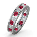 18ct White Gold Channel Set Full Eternity Ring Diamond 1.00ct Ruby 1.50ct G VS