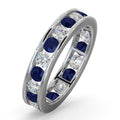 18ct White Gold Channel Set Full Eternity Ring Diamond 1.00ct Sapphire 1.70ct G VS
