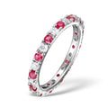 18-karätiger Weißgold-Ewigkeitsring mit Krappenfassung, Diamant 0,50 ct, Rubin 0,80 ct, Farbe G/VS