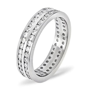 18ct White Gold Channel Set 2 Row Full Eternity Ring Diamond 1.00ct G VS