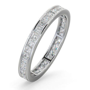 18ct White Gold Channel Set Princess Cut Full Eternity Ring Diamond 1.00ct H Si