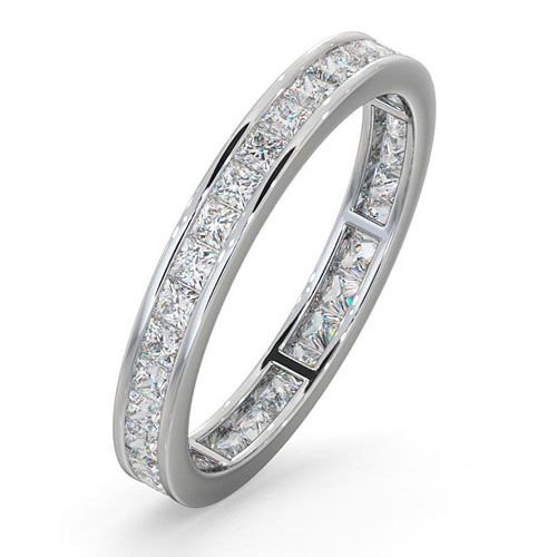 18ct White Gold Channel Set Princess Cut Full Eternity Ring Diamond 1.50ct H Si