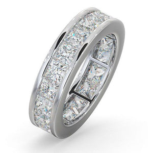 18ct White Gold Channel Set Princess Cut Full Eternity Ring Diamond 5.00ct H Si