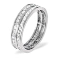 18ct White Gold Channel Set 2 Row Princess Cut Full Eternity Ring Diamond 2.00ct H Si