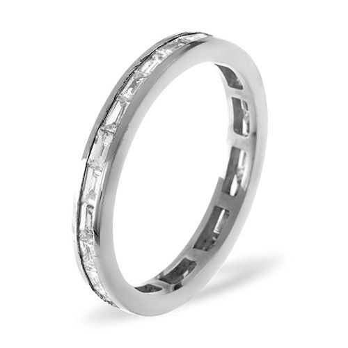 Anello dell'eternità completo in oro bianco 18 carati con diamanti baguette incastonati a canale da 1,00 ct H Si