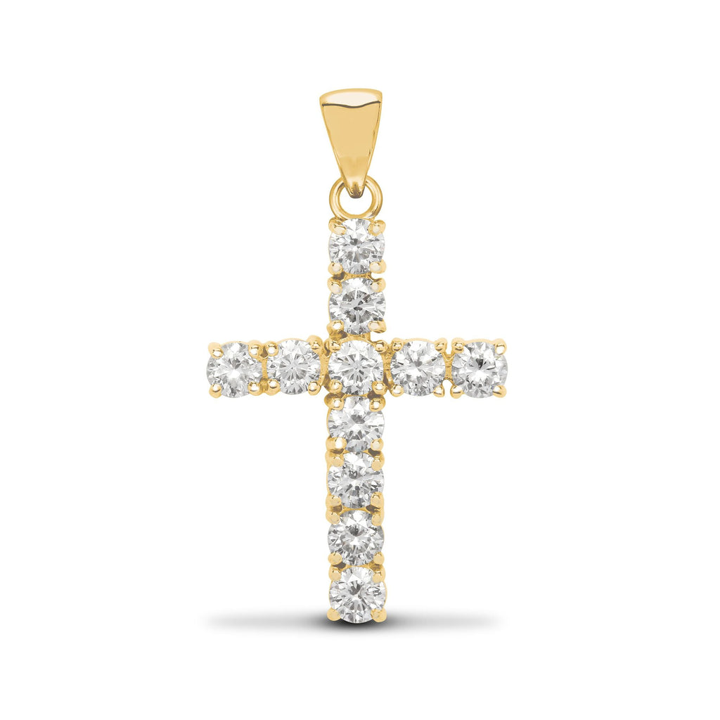 Croix en or jaune 18 carats sertie de diamants