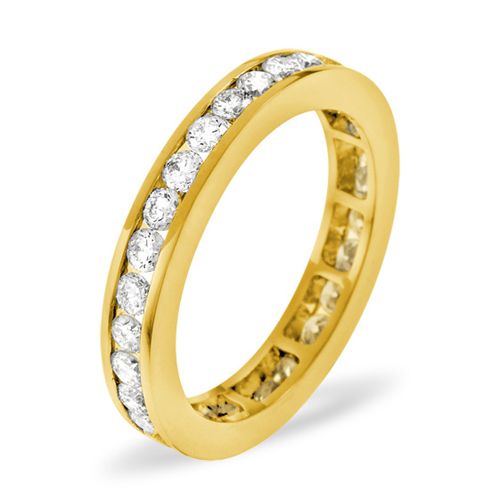  Anello dell'eternità completo in oro giallo 18 carati con diamanti incastonati a canale 1,50 carati G VS