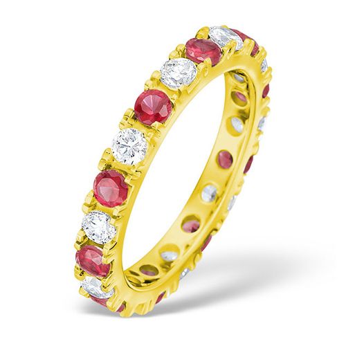 18ct Yellow Gold Claw Set Full Eternity Ring Diamond 1.00ct Ruby 1.50ct G VS