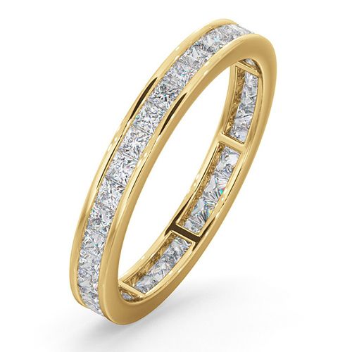 Anello dell'eternità completo in oro bianco 18 carati con taglio principessa e diamanti da 1,50 carati H SI