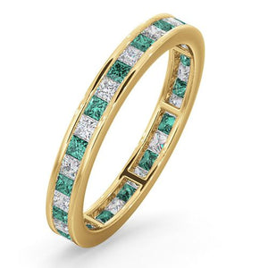 18ct Yellow Gold Channel Set Princess Cut Full Eternity Ring Diamond 0.50ct Em 0.65ct H Si