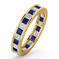 18-karätiger Gelbgold-Ring mit Kanalfassung, Prinzessschliff, Voll-Eternity-Ring mit 1,00 ct Saphir und 1,30 ct H Si