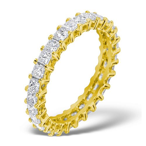  Anello dell'eternità completo in oro giallo 18 carati con diamanti taglio principessa da 2,00 ct H Si