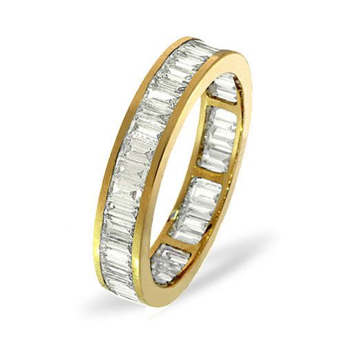  Anello dell'eternità completo in oro giallo 18 carati con diamanti baguette incastonati a canale da 1,00 ct H Si